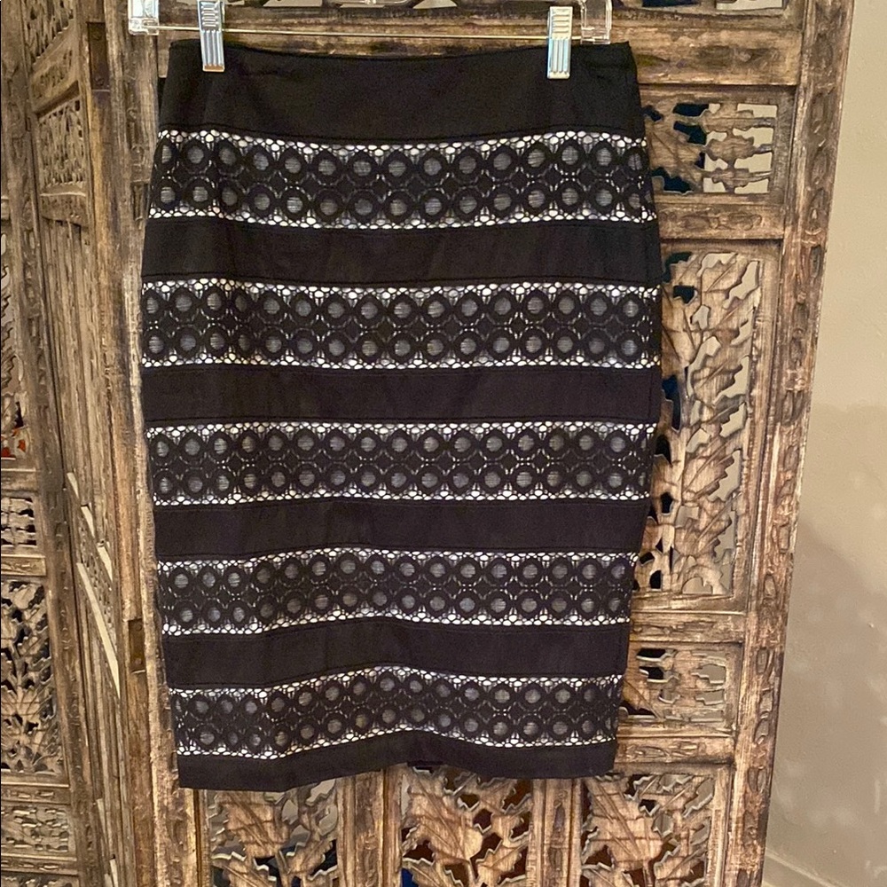 White House Black Market Elegant Black and White Skirt